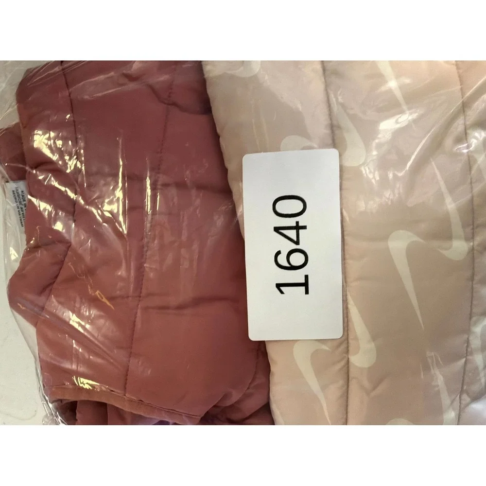 Nike Puffer Vest Jacket Toddler Girls 24M Pink Tan Full Zip Quilted - Lot of 2